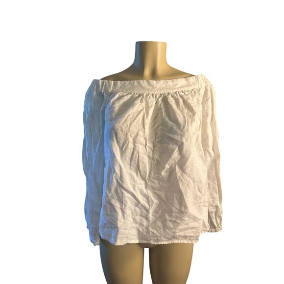 Women S L'Academie Los Angeles White Off-Shoulder Blouse Shirt Top - Picture 2 of 7